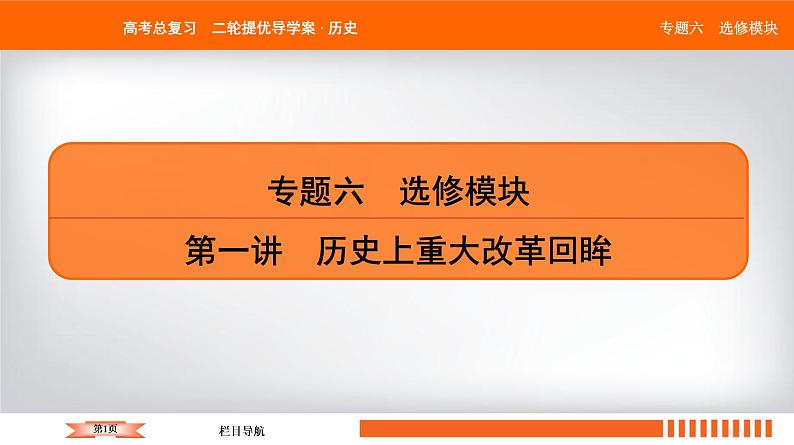 2019届二轮复习 历史上重大改革回眸（选修1） 课件（30张）01