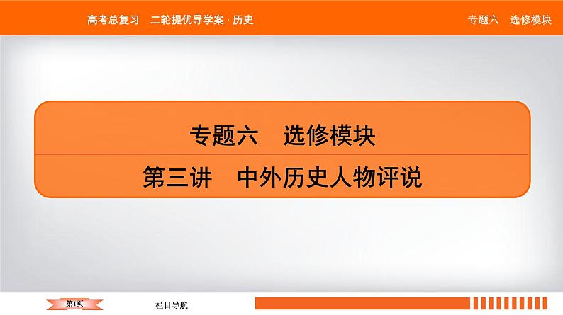 2019届二轮复习 中外历史人物评说（选修4） 课件（24张）01