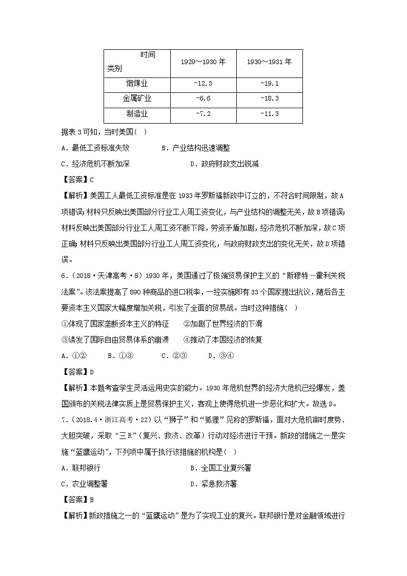 2020届二轮复习社会转型：专题11 20世纪前期（作业）第3页