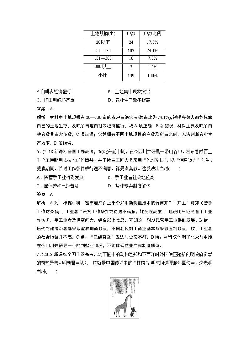 2020届二轮复习 知识训练2 古代中国经济的基本结构和特点 作业03