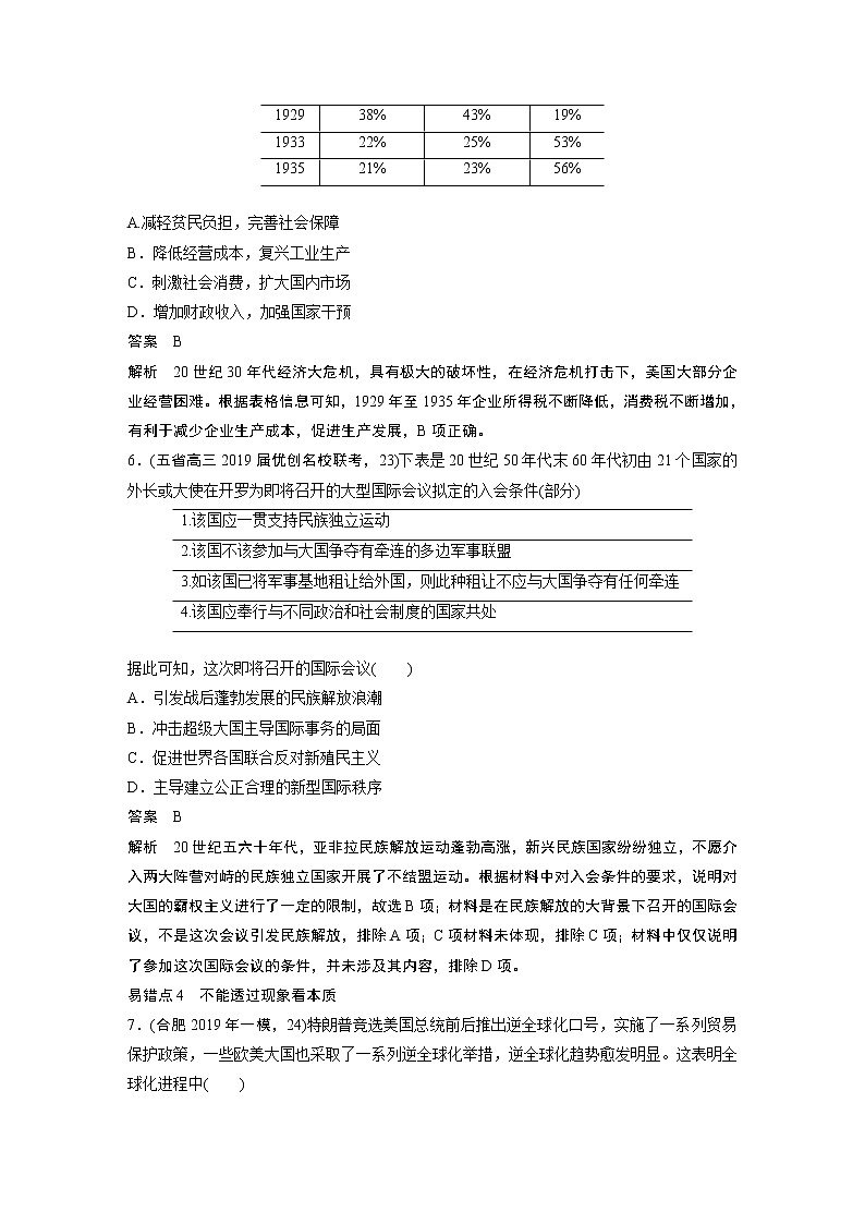 2020届二轮复习 世界现代史 作业 练习03