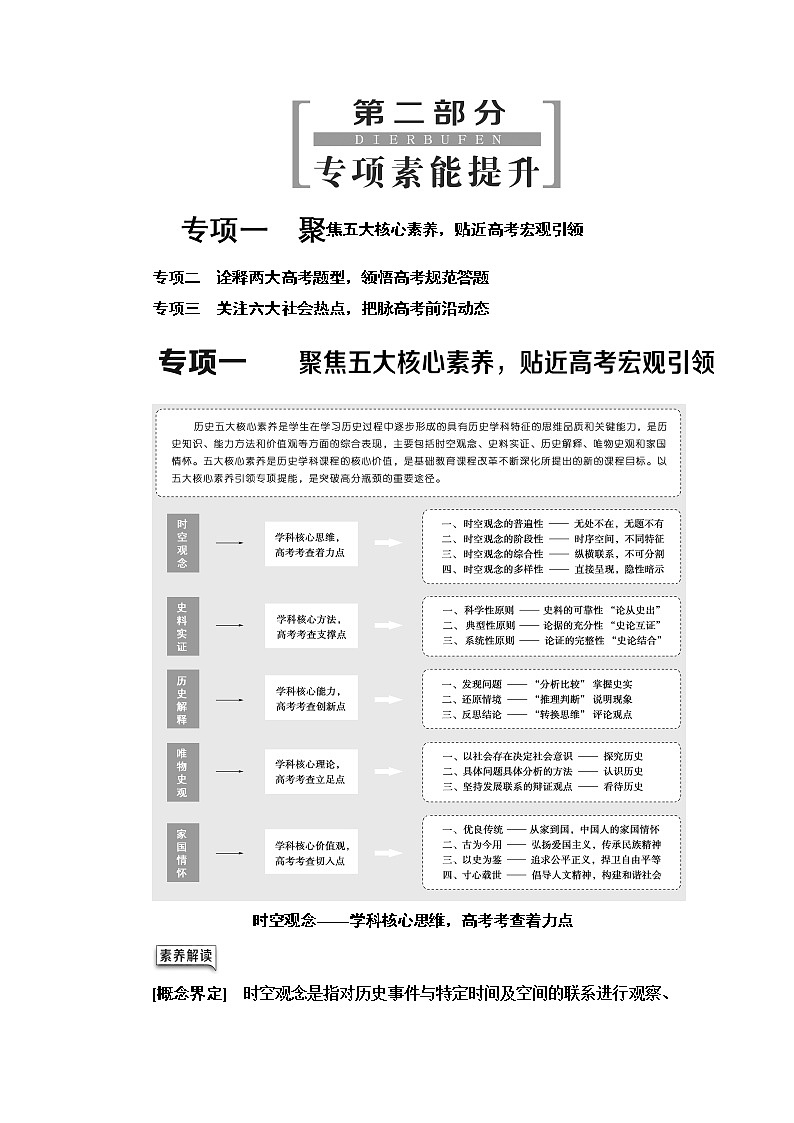 2020届二轮复习专题版 第2部分 专项1　聚焦五大核心素养，贴近高考宏观引领 学案第1页
