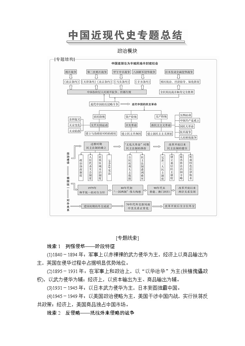 2020届二轮复习 中国近现代史专题总结 学案第1页