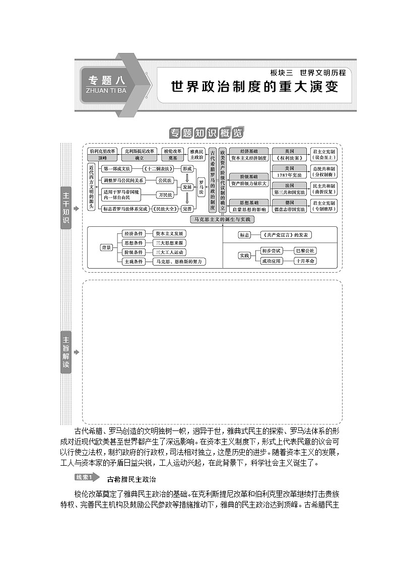 2020届二轮复习 专题八　世界政治制度的重大演变 学案（江苏专用）01