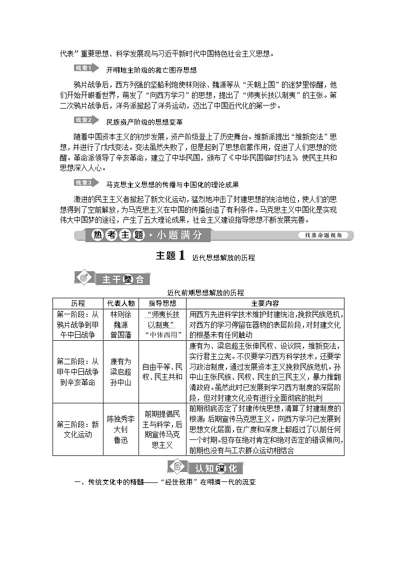 2020届二轮复习 专题六　近现代中国思想嬗变与马克思主义中国化的理论成果 学案（江苏专用）02