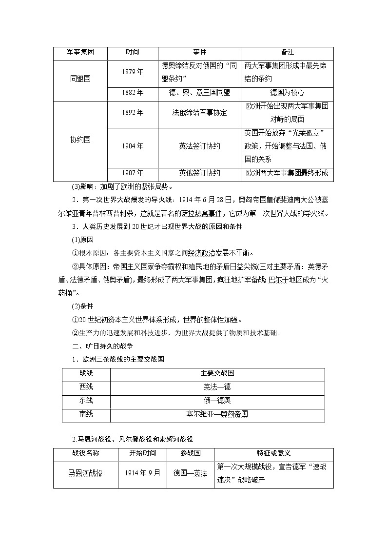2020届二轮复习 专题十　第一次世界大战及凡尔赛—华盛顿体系下的世界 学案（浙江专用）02