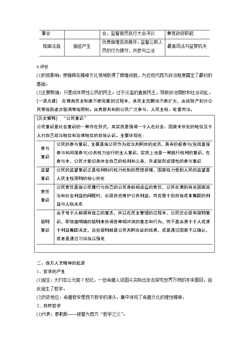2020届二轮复习 古代希腊、罗马文明 学案02