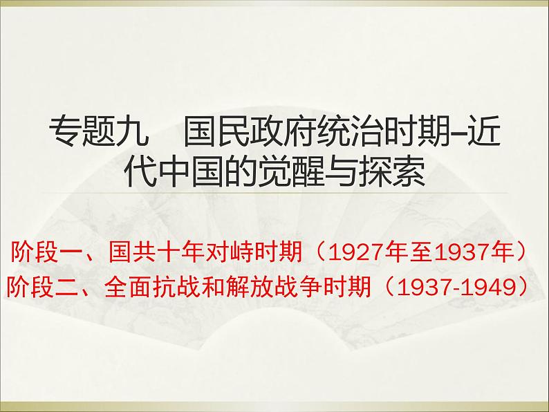 2020届二轮复习：专题九  国民政府统治时期——近代中国的觉醒与探索（课件）(共44张PPT)01