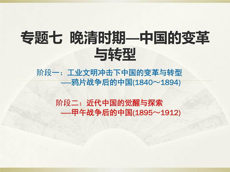 2020届二轮复习：专题七  晚清时期——中国的变革与转型（上）（课件）(共44张)01