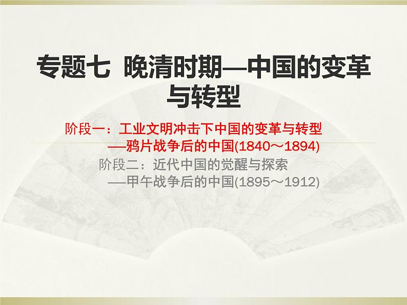 2020届二轮复习：专题七  晚清时期——中国的变革与转型（下）（课件）(共39张)01