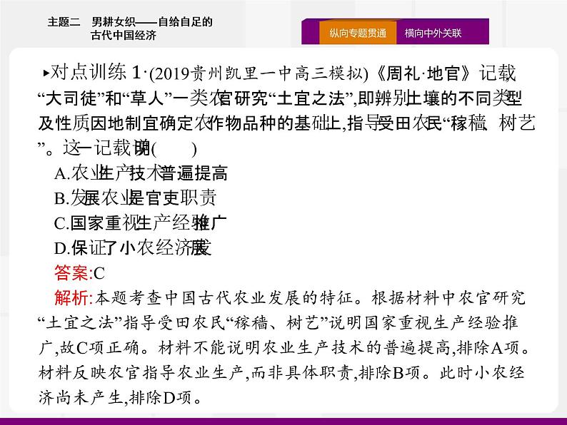 2020届二轮复习：热点主题二　男耕女织——自给自足的古代中国经济 （课件）（20张）第4页