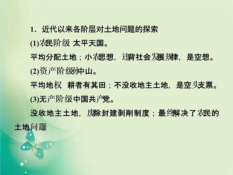 2020届二轮复习 微专题4　中国近现代历史上的土地制度 课件（21张）02