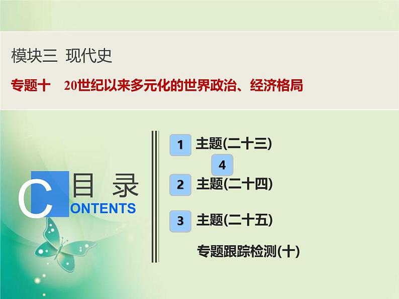 2020届二轮复习 专题十　20世纪以来多元化的世界政治、经济格局 课件（180张）01