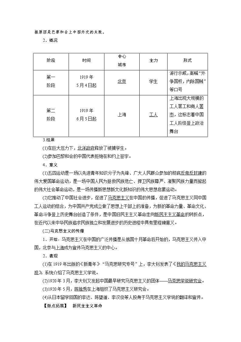 （新）统编版历史必修上册教学讲义：第21课　五四运动与中国共产党的诞生02