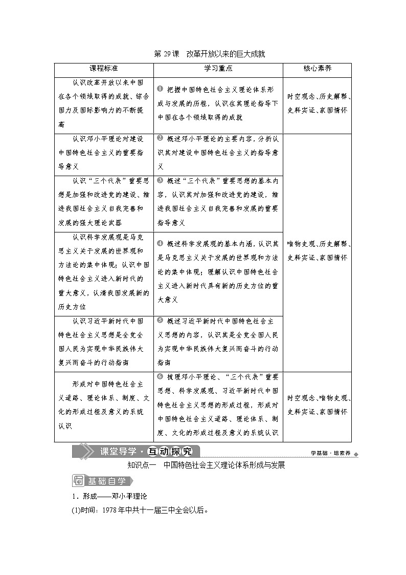 （新）统编版历史必修上册教学讲义：第29课　改革开放以来的巨大成就01