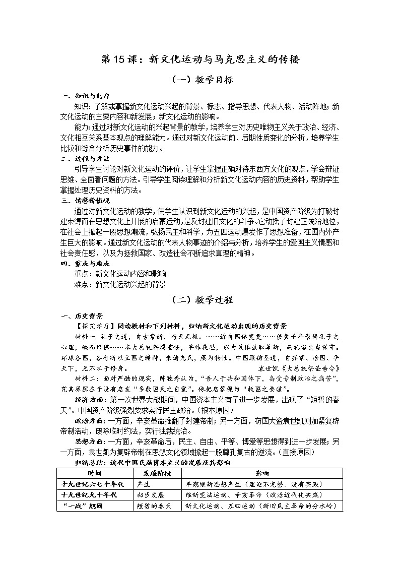 第15课 新文化运动与马克思主义的传播 4 教案01