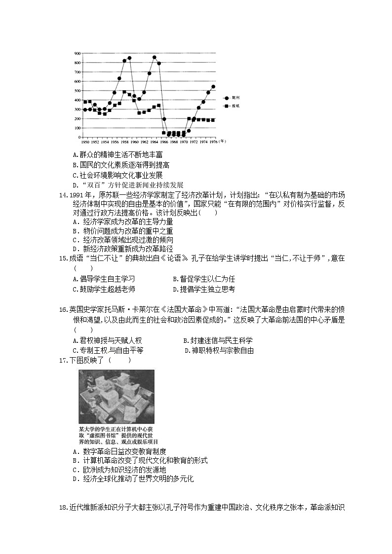 【高考复习】2020版高考历史 常考知识点组合练 09（含答案解析）03