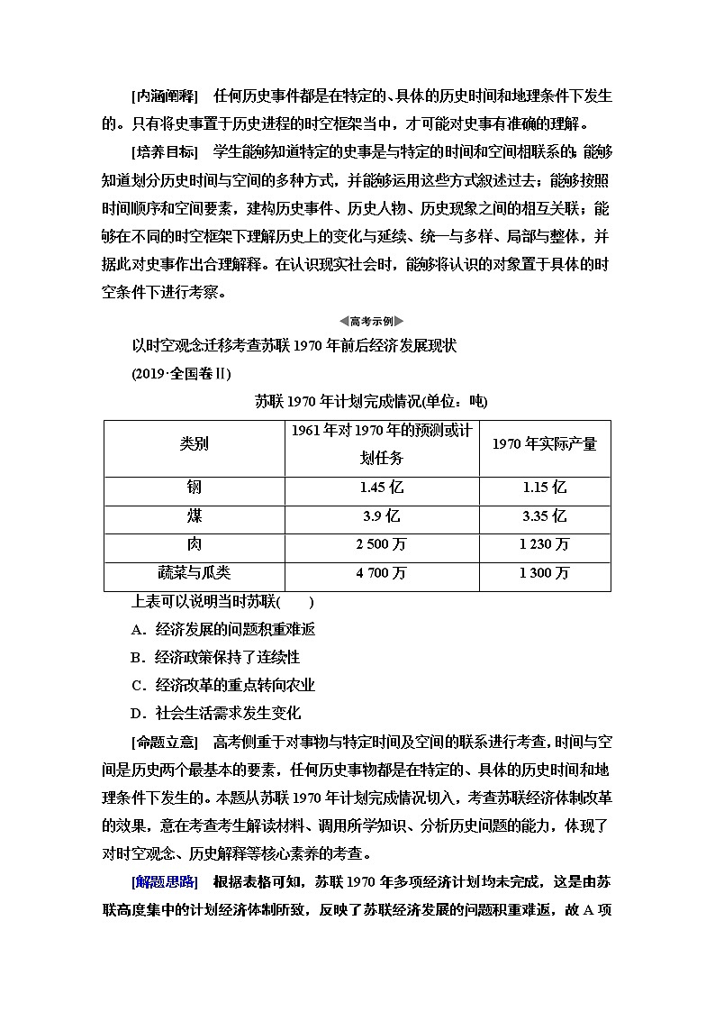 2020新课标高考历史二轮专题版教师用书：第2部分专项1　聚焦五大核心素养贴近高考宏观引领02