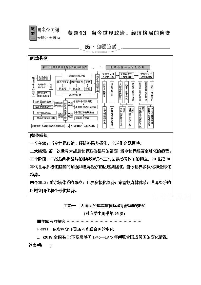 2020新课标高考历史二轮专题版教师用书：模块3专题13　当今世界政治、经济格局的演变01