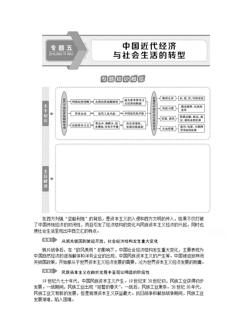 2020江苏高考历史二轮讲义：专题五　中国近代经济与社会生活的转型01