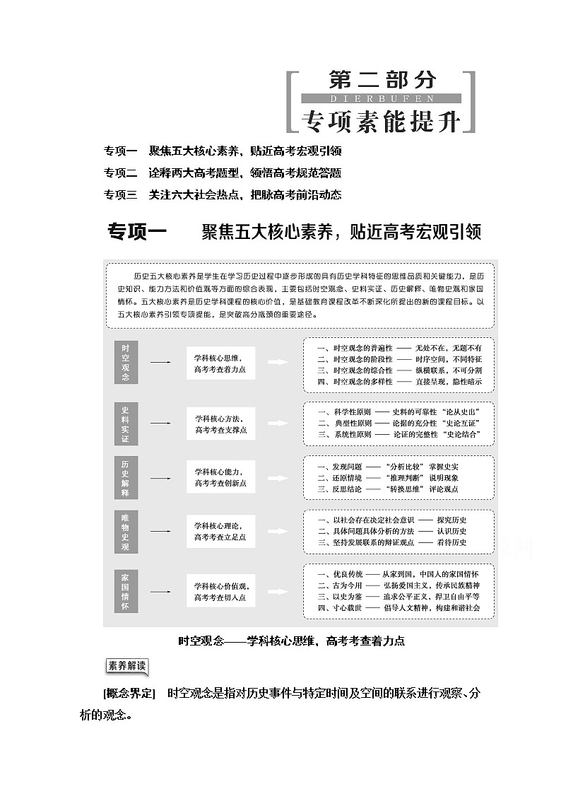 2020历史二轮通史版教师用书：第2部分专项1聚焦五大核心素养贴近高考宏观引领第1页
