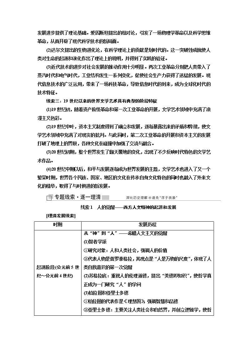 2019版二轮复习历史江苏专版讲义：第三板块第一步专题（十三）一脉相承的人文精神——西方的人文精神及近代以来的世界科技、文艺02