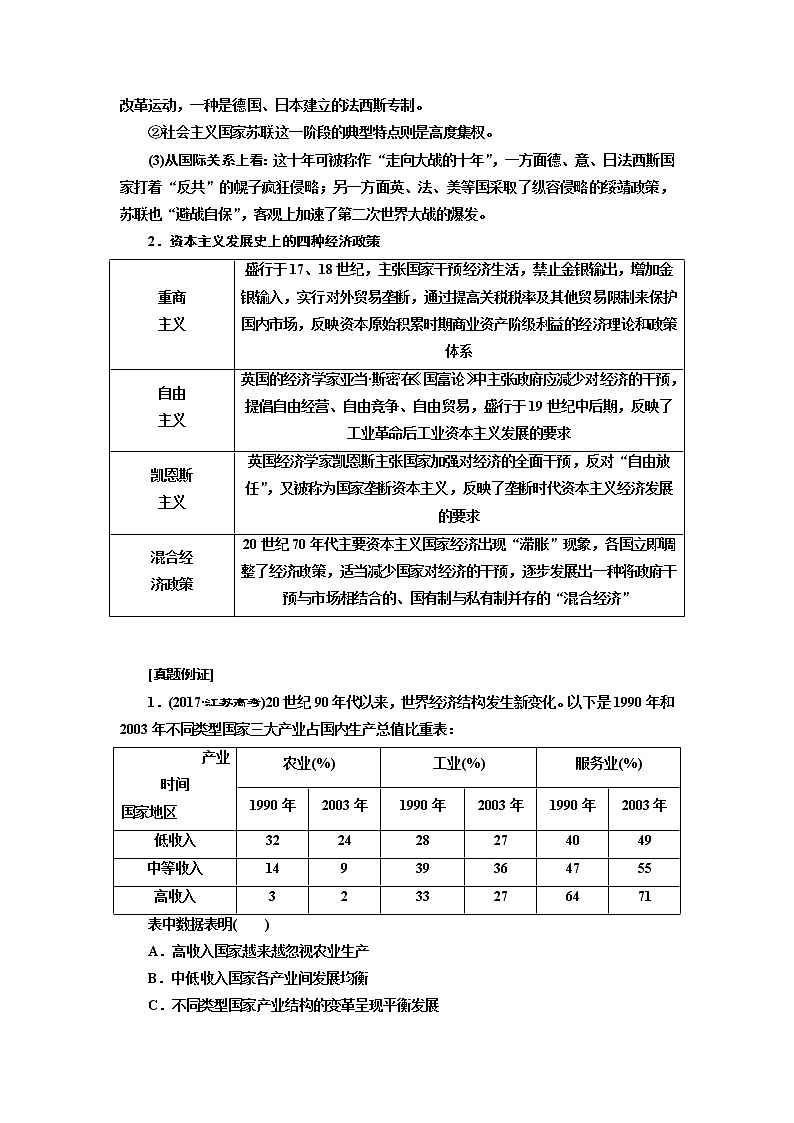 2019版二轮复习历史江苏专版讲义：第三板块第一步专题（十一）转型时期的震荡与调整——世界经济模式的创新与调整03