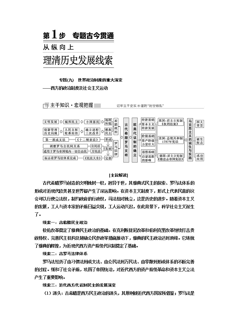2019版二轮复习历史江苏专版讲义：第三板块第一步专题（九）世界政治制度的重大演变——西方的政治制度及社会主义运动02