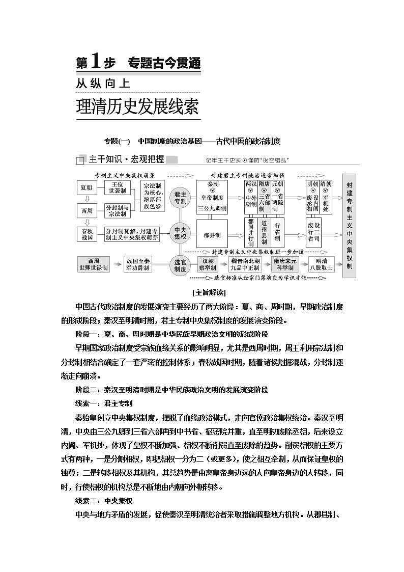 2019版二轮复习历史江苏专版讲义：第一板块第一步专题（一）中国制度的政治基因——古代中国的政治制度02