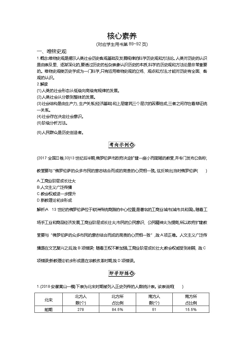 2019届高三历史二轮复习（通史版）配套教案：第二部分核心素养第1页