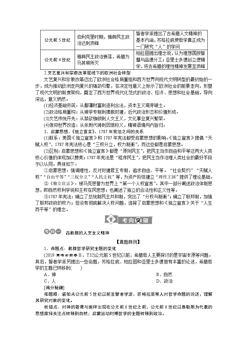 2020江苏高考历史二轮讲义：专题十　一脉相承的人文精神与近现代世界科技文艺第3页