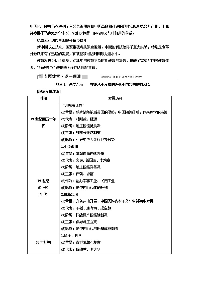 2019版二轮复习历史江苏专版讲义：第二版块第一步专题（八）此起彼伏的思想解放——近现代中国的思想解放潮流、理论成果和科技教育02