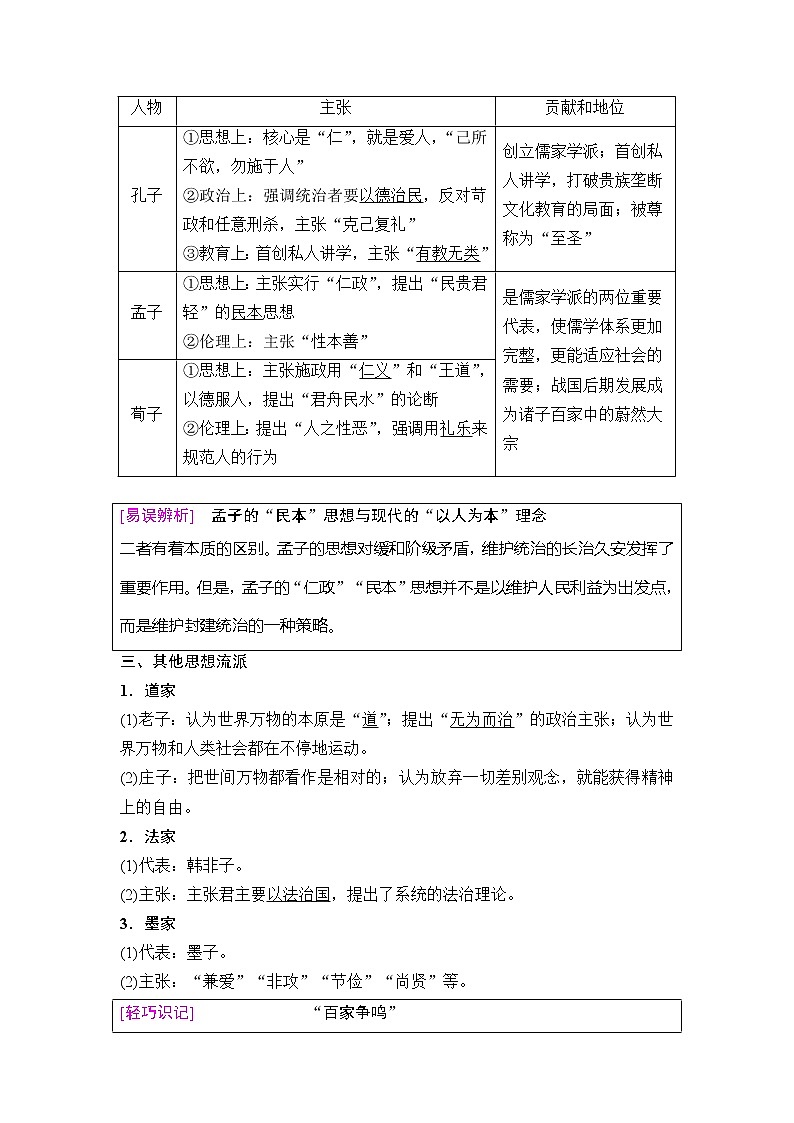 海南2019届高考历史一轮总复习教师用书：模块三第11单元第24讲　“百家争鸣”和儒家思想的形成及“罢黜百家独尊儒术”第3页