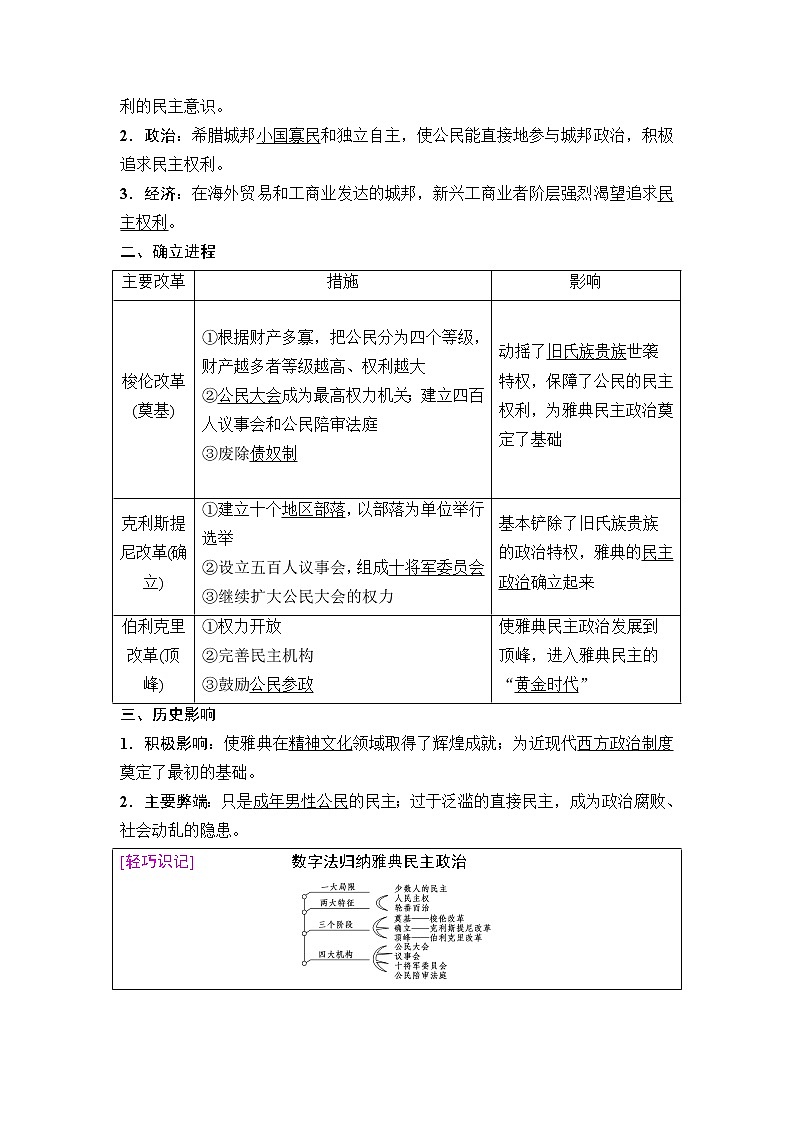海南2019届高考历史一轮总复习教师用书：模块一第2单元第3讲　古代希腊、罗马的政治制度第2页