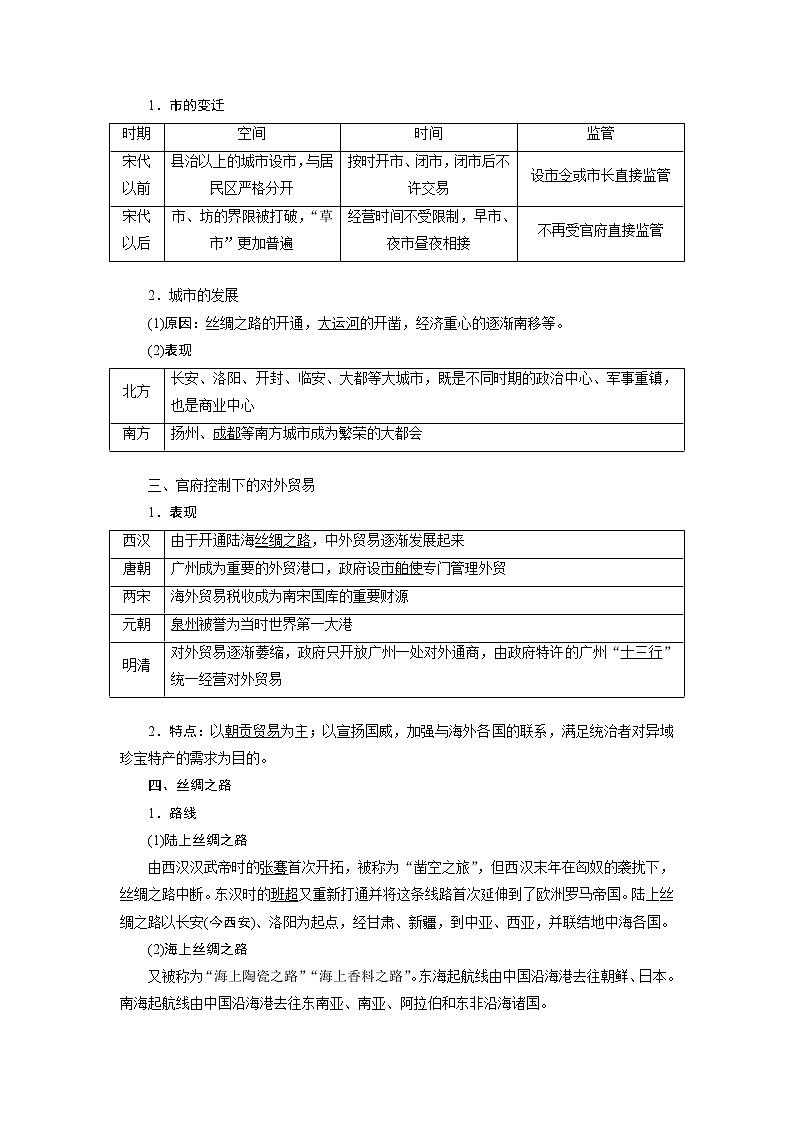 2020版高考新创新一轮复习历史人教版讲义：必修二第五单元第2讲　古代中国的商业和经济政策02