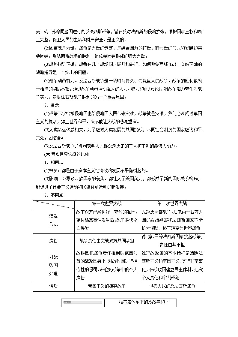 2020版高考新创新一轮复习历史人教版讲义：选修3第2讲　第二次世界大战与雅尔塔体系下的冷战与和平02