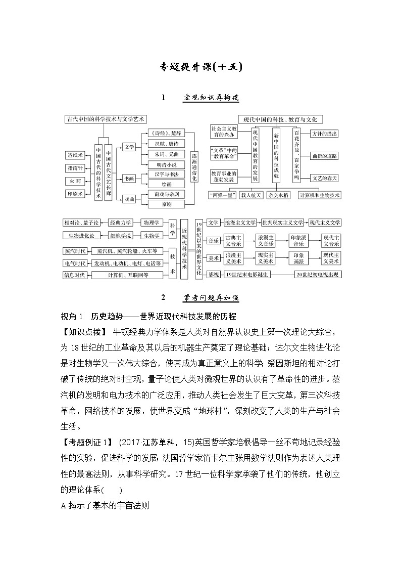 2020版高考历史一轮复习教师用书：专题提升课（十五）第1页