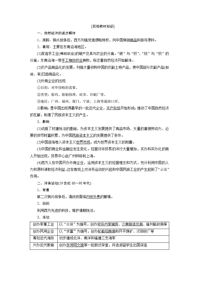 2020版高考新创新一轮复习历史人教版讲义：必修二第七单元第1讲　近代中国经济结构的变动与民族资本主义的曲折发展02