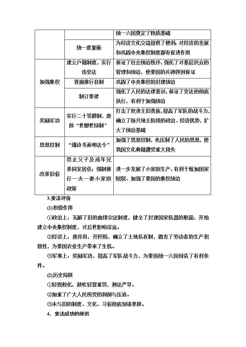 2021新高考岳麓版一轮历史总复习教师用书：选修模块选修1历史上重大改革回眸02