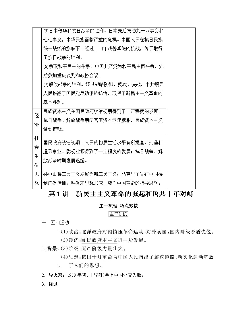 2021高三历史通史一轮（经典版）教师用书：第8单元　第1讲　新民主主义革命的崛起和国共十年对峙第2页