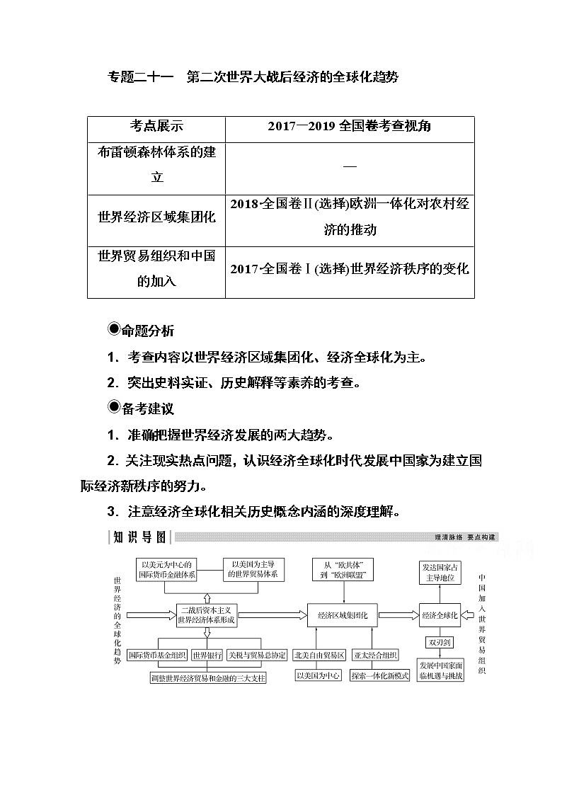 2021高考历史一轮复习教师用书：专题二十一第50讲　战后资本主义经济体系的形成第1页