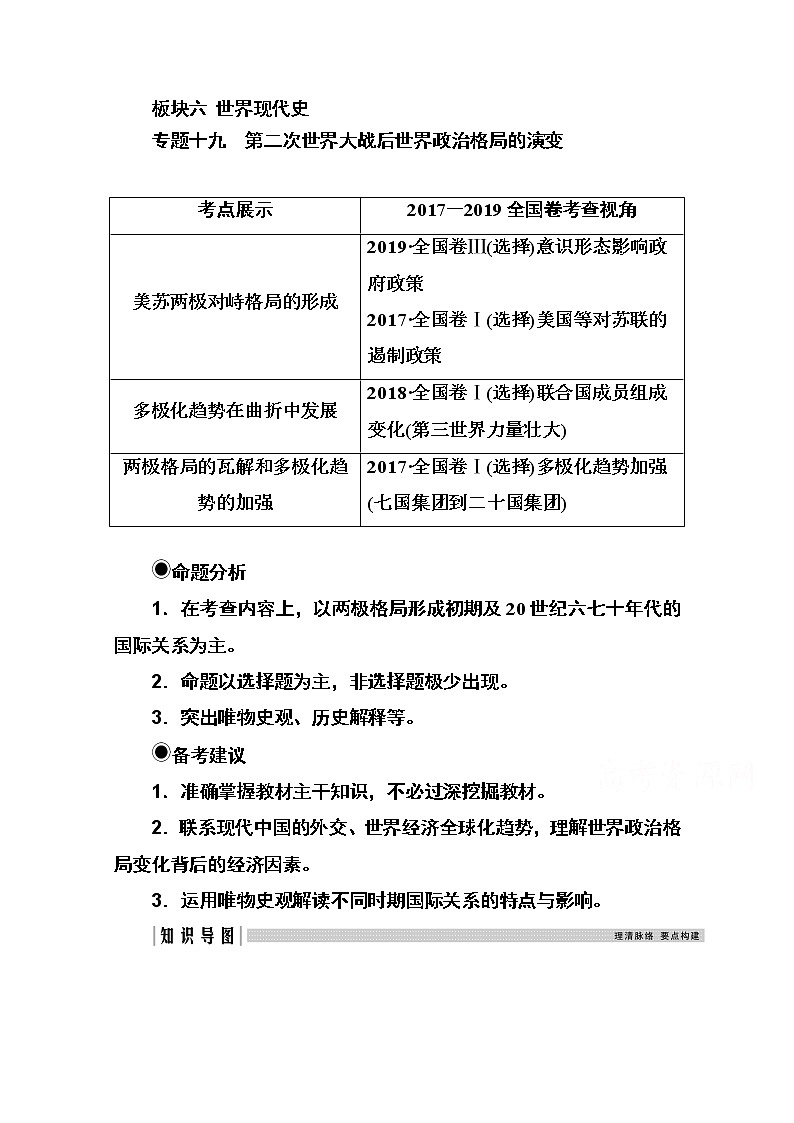 2021高考历史一轮复习教师用书：专题十九第44讲　美苏两极对峙格局的形成第1页