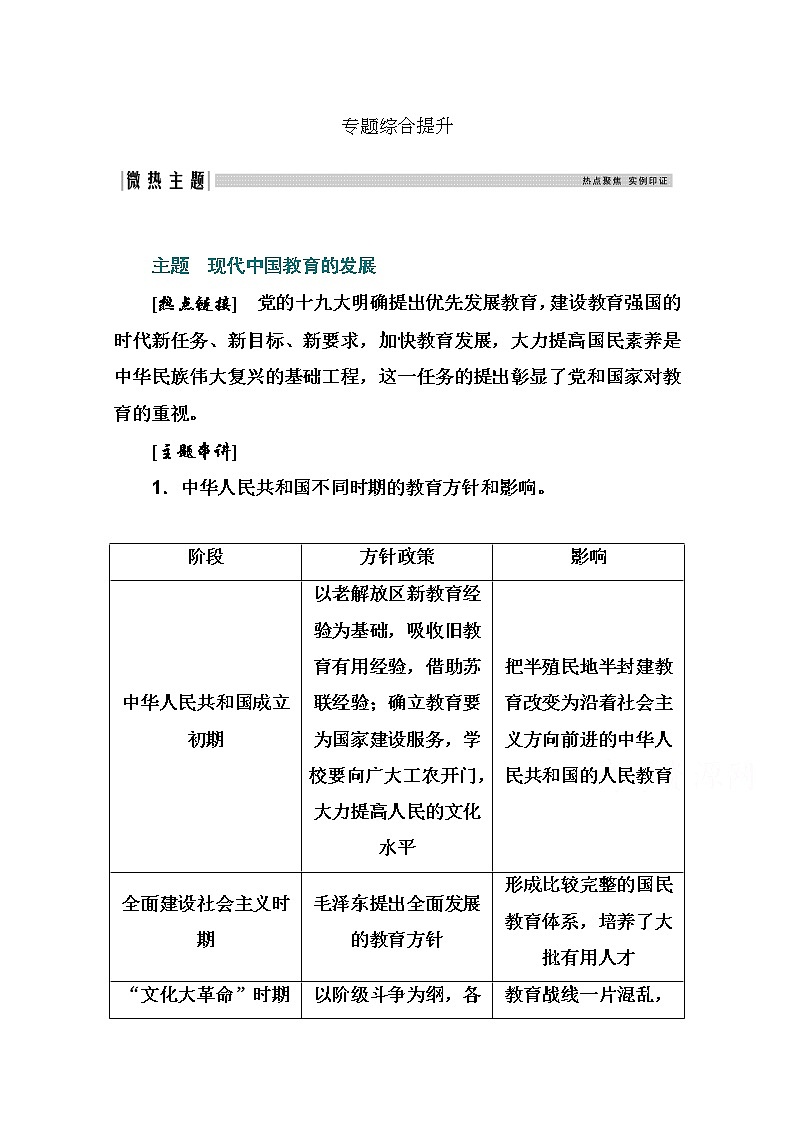 2021高考历史一轮复习教师用书：专题十二专题综合提升第1页