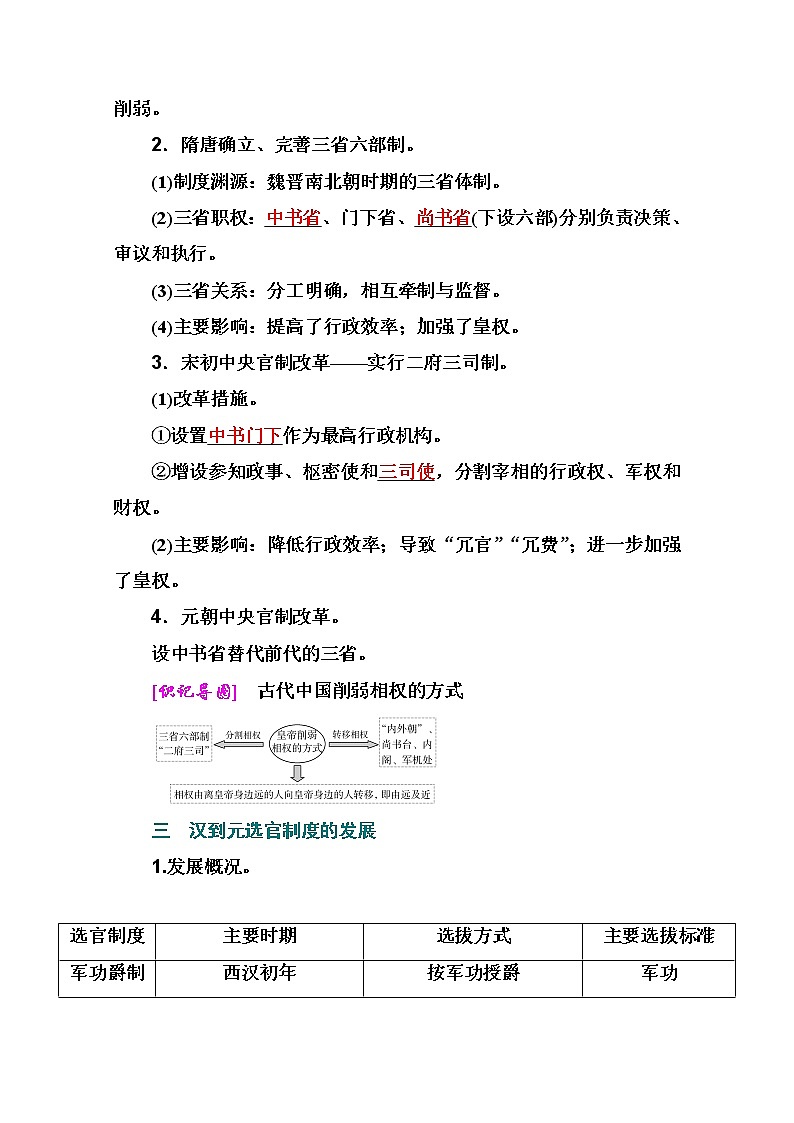 2021高考历史一轮复习教师用书：专题一第3讲　汉到元政治制度的演变03