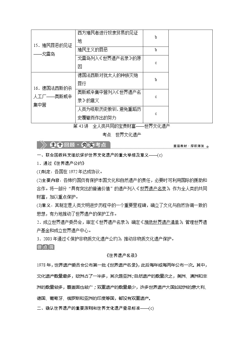 2021版浙江新高考选考历史一轮复习教师用书：第43讲　全人类共同的宝贵财富——世界文化遗产03