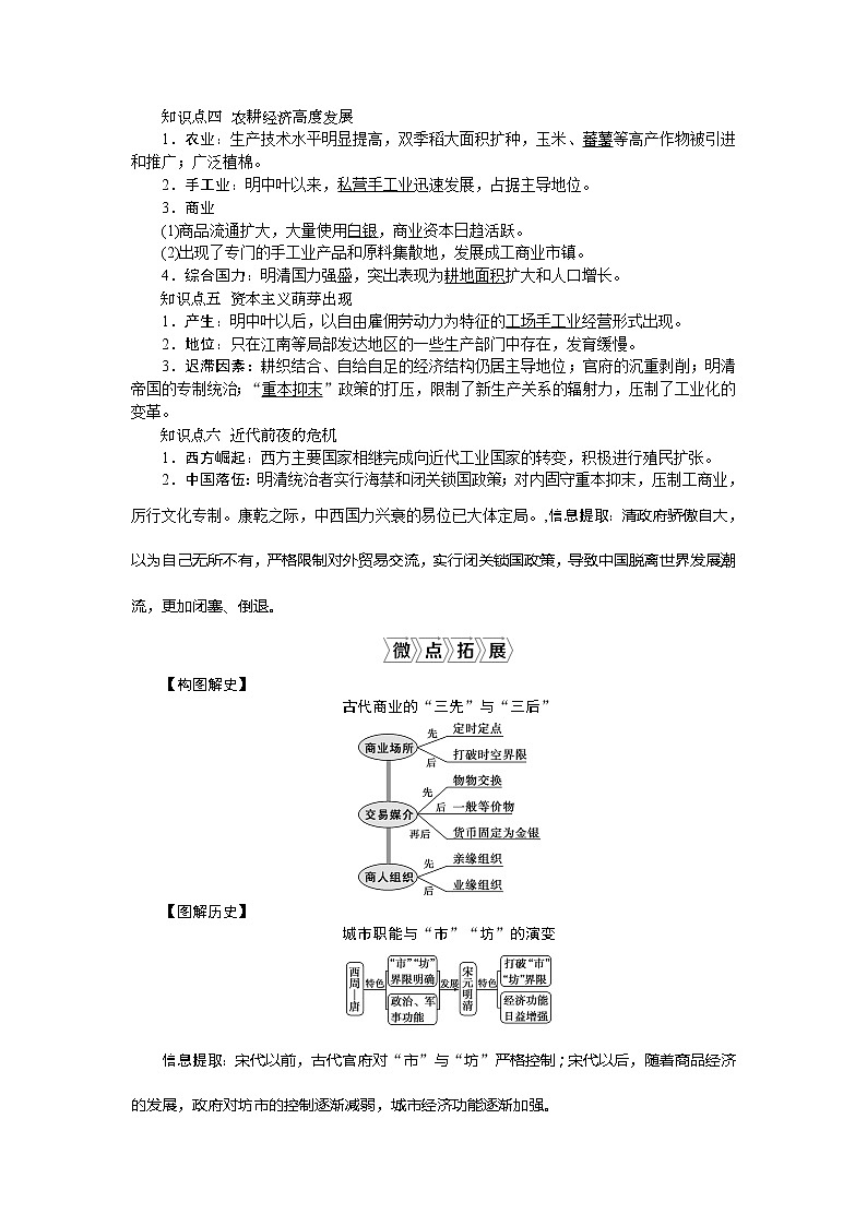 2021版新高考地区选考历史（岳麓版专题史）一轮复习讲义：第19讲　农耕时代的商业与城市和近代前夜的发展与迟滞03