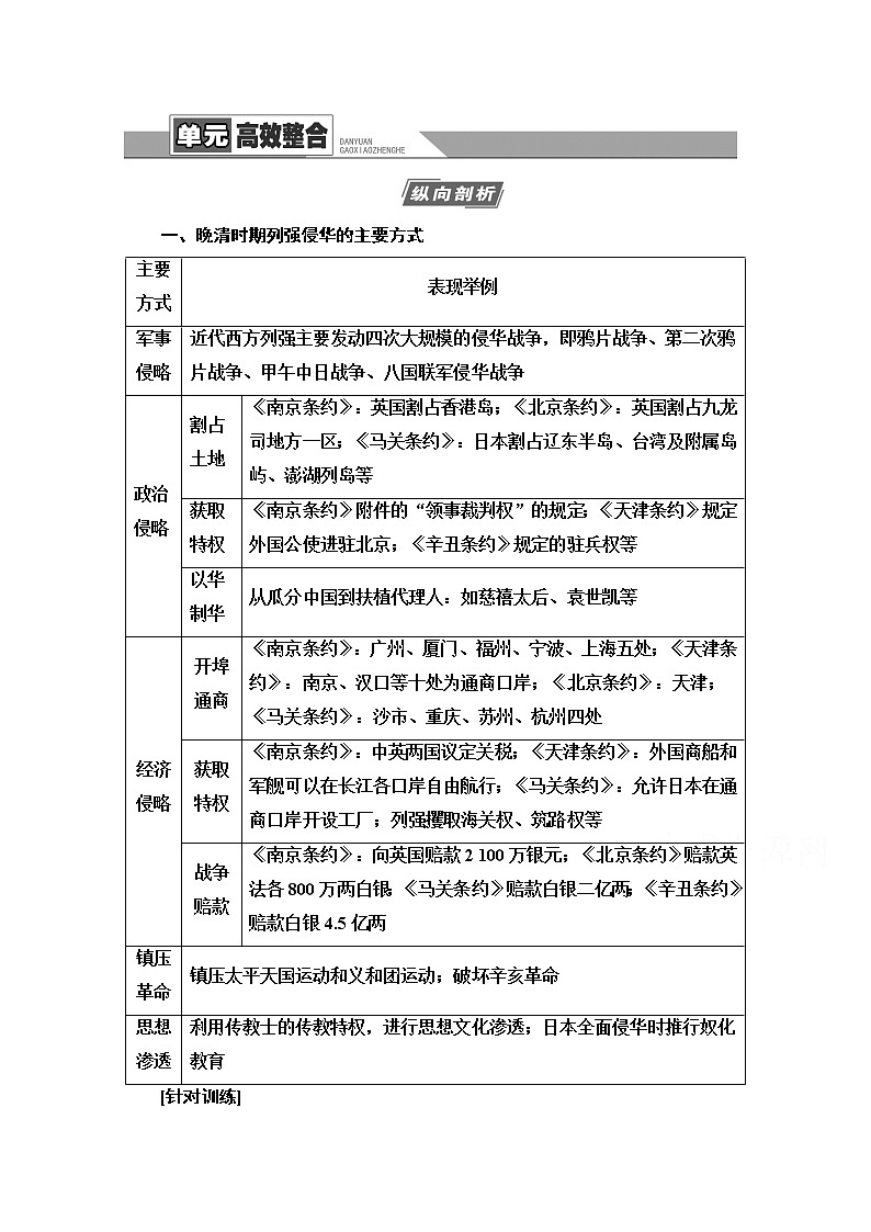 2021版高考历史一轮通史版教师用书：第2部分第5单元单元高效整合01