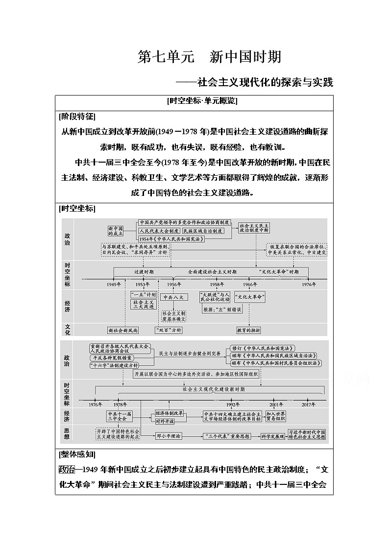 2021版高考历史一轮通史版教师用书：第2部分第7单元第16讲　现代中国的政治建设与祖国统一和对外关系01