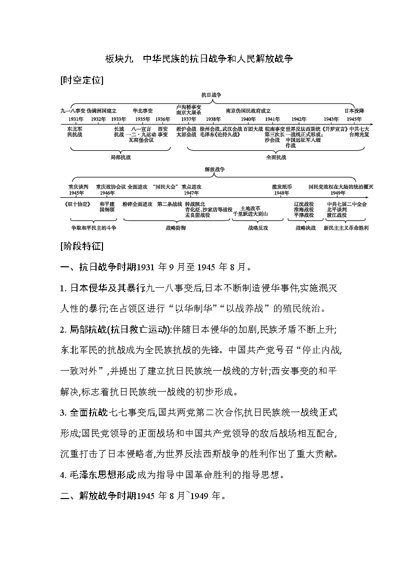 2021版高考历史通史A版大一轮复习教师用书：板块九　中华民族的抗日战争和人民解放战争01