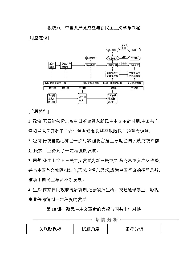 2021版高考历史通史A版大一轮复习教师用书：板块八　中国共产党成立与新民主主义革命兴起第1页